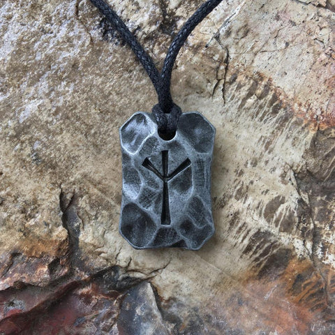 Algiz Rune Pendant-Pendants-Pewter, Runes, Viking-Sun Fox