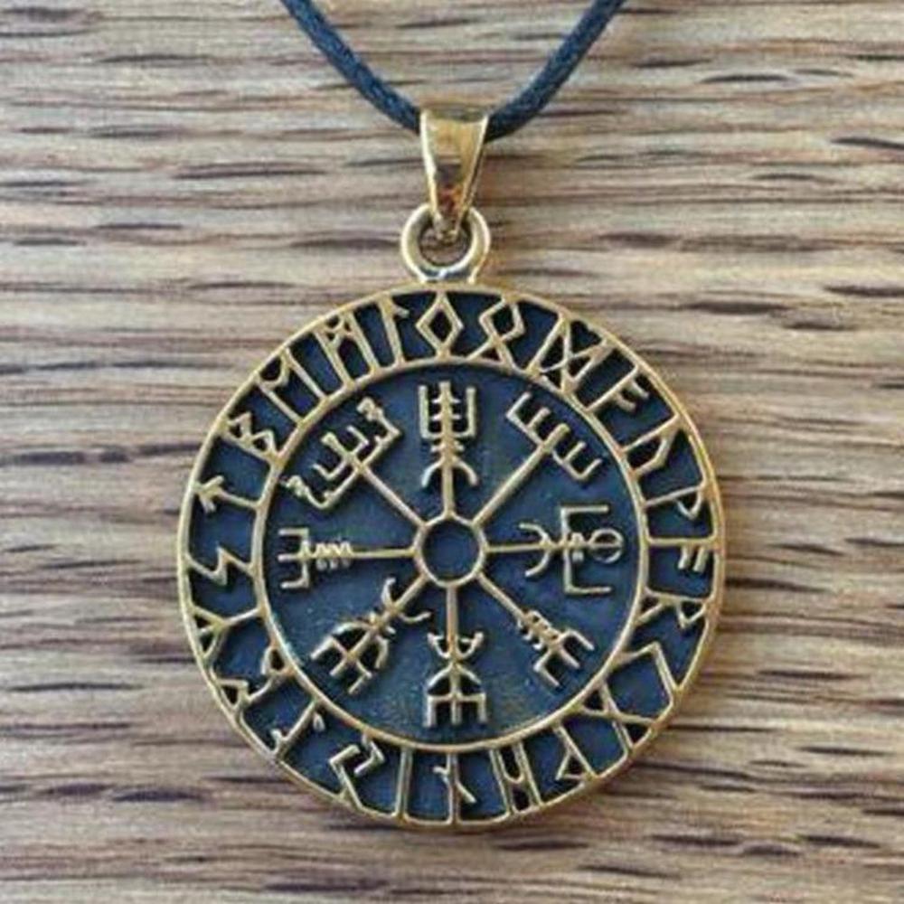 Bronze Vegvísir Pendant-Pendants-Bronze and Brass, Viking-Sun Fox