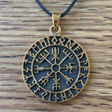 Bronze Vegvísir Pendant-Pendants-Bronze and Brass, Viking-Sun Fox