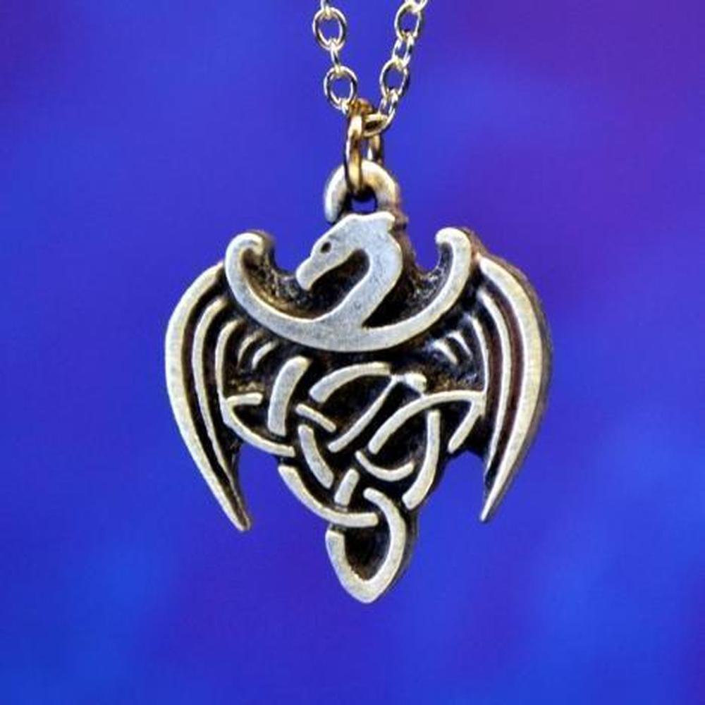 Celtic Dragon Necklace-Necklaces-Celtic, Dragon, Pewter-Sun Fox