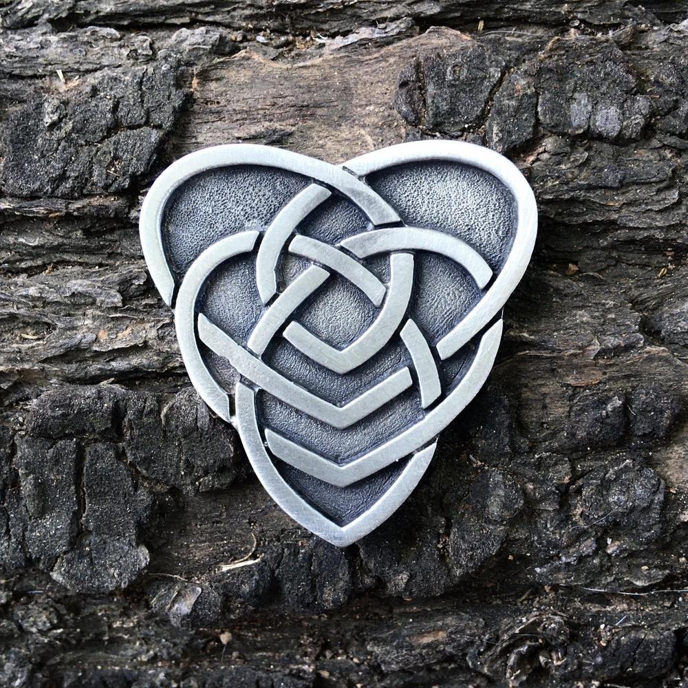 Celtic Mother Heart Knotwork Brooch-Pins and Brooches-Celtic, Pewter-Sun Fox