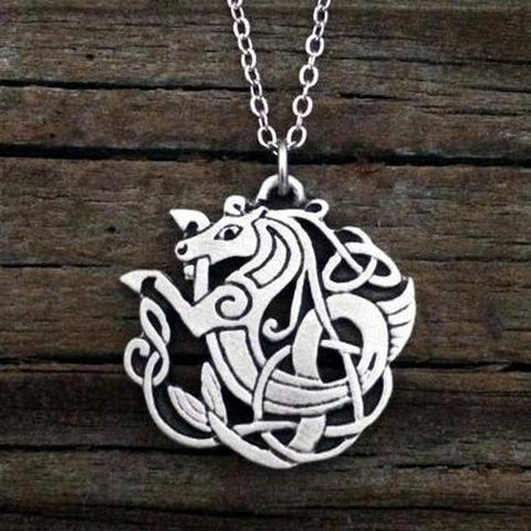 Celtic Seahorse Necklace-Necklaces-Celtic, Pewter-Sun Fox