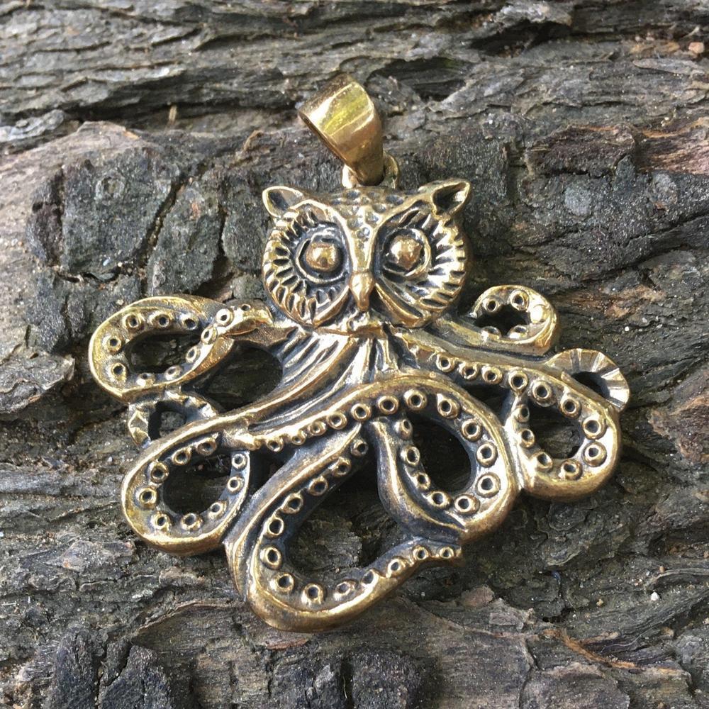 Owlctopus Pendant-Bronze-Pendants-Bronze and Brass-Sun Fox