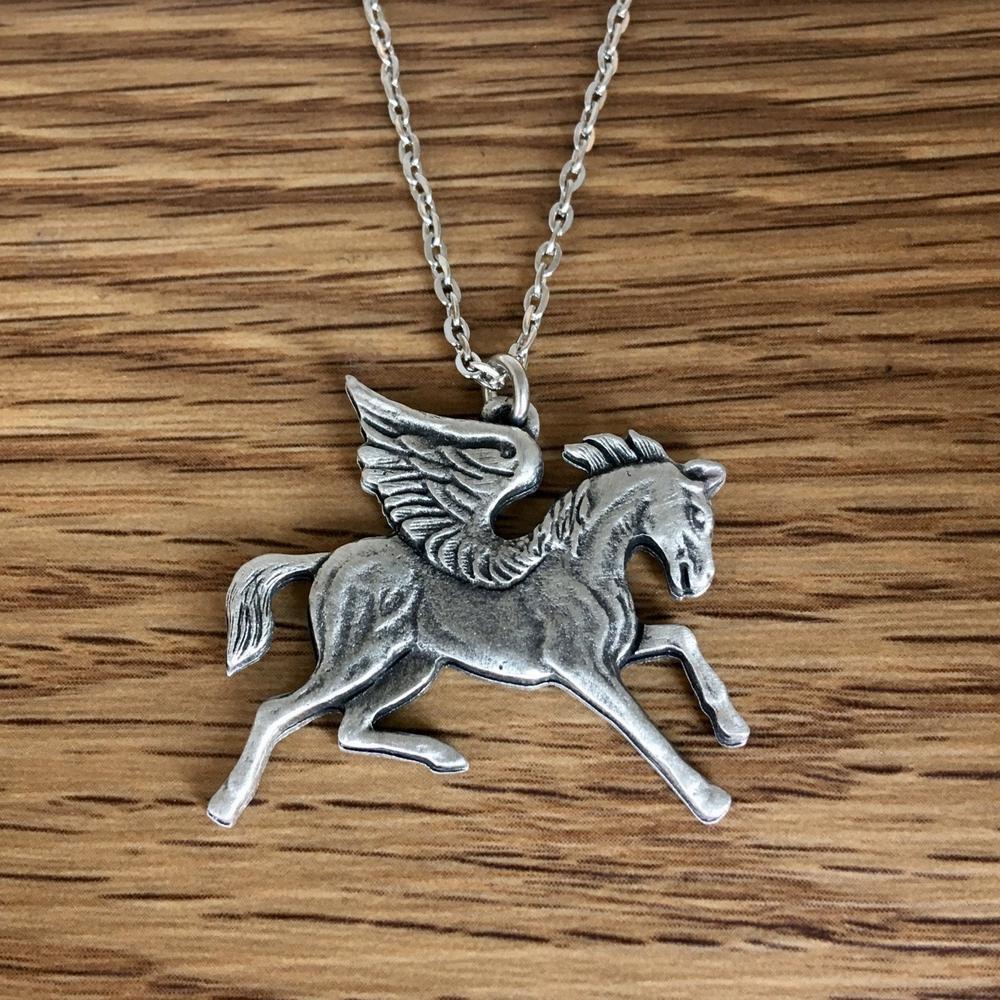Pegasus Necklace-Necklaces-Celtic, Pewter-Sun Fox