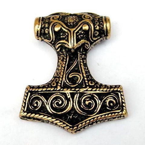 X-Large Raven Thor's Hammer-Pendants-Bronze and Brass, Raven, Viking-Sun Fox